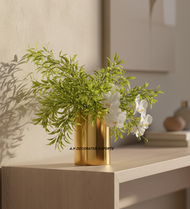 Jarrón cilíndrico de acero inoxidable dorado de lujo |   Florero Hecho a Mano con Acabado Pulido |   Lobby Moderno y Ecológico para Bodas, Hogares y Hoteles - Product Image 3