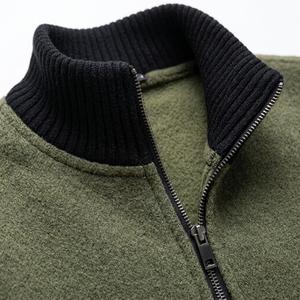 Wholesale <b>Men's</b> <b>Turtleneck</b> Fleece Knit Cardigan Jacket Full Zip Technical Fabric Winter Anti-Wrinkle Business Casual Outerwear - Product Image 6