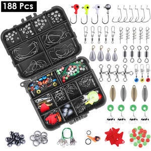 Kit accessori da pesca portatile da 188 pezzi con ganci per giga zavorra con esca e Modulare rimovibile - Product Image 2