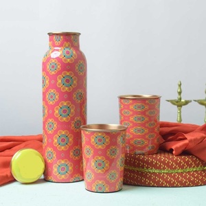 <b>Bulk</b> <b>buy</b> copper <b>bottle</b> Luxury Copper <b>Water</b> <b>Bottle</b> With Floral Design Portable Travel Use - Product Image 2