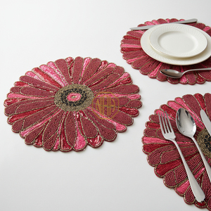 Luxury Handcrafted <b>Beaded</b> Decorative <b>Placemats</b> NOORIMS AKBAR HANDICRAFTS Customizable Bulk Export Quality Hotels Wedding Event - Product Image 3