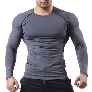 Men's Full Sleeve <b>Compression</b> Rash Guard Long Sleeve Quick Dry Plain Dyed Polyester <b>Shirt</b> Adult Top - Product Image 4