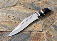 Couteau Bowie à pointe tombante en acier inoxydable, manche en bois, lame de chasse de qualité industrielle, à une seule tranchanture, personnalisable OEM