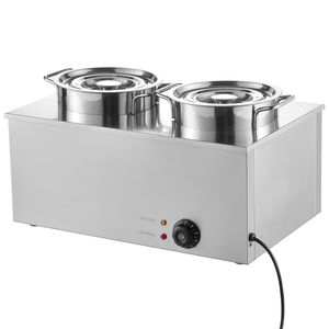 Calentador de Sopa Eléctrico Comercial Bain Marie de 1200W, 2 Ollas de Acero Inoxidable de 6.34QT, Equipo de Calentamiento y Mantenimiento de Temperatura de 86~185 Fahrenheit - Product Image 6