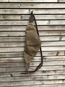 Riñonera De Lona Encerada Sling Bag Pecho Día Con Correa De Hombro De Cuero - Product Image 5