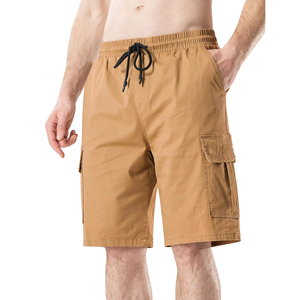 Shorts cargo kaki pour hommes avec taille élastique et poches, séchage rapide, tenue décontractée - Product Image 2