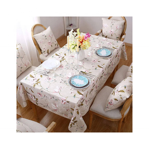 Elégante nappe en coton certifiée GOTS 100% de 8 pieds à moitié blanche avec un design brodé polyvalent pour toute occasion de dîner - Product Image 1