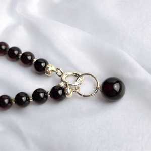 Natural Black Cherry Baltic Amber <b>Silver</b> Charm <b>Bracelet</b> Red Gemstone Dainty Minimalist Jewelry For Women - Product Image 5