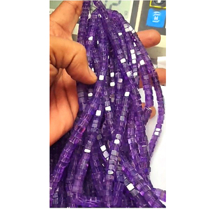 36 brins d'améthyste africaine naturelle, perles lisses en forme de boîte de 5 mm et 9 mm, lot de 7485 carats, Iroc Sales, longueur de 16 pouces - Product Image 4