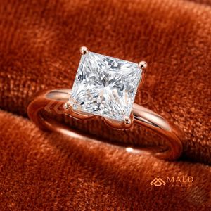แหวนหมั้นทรงเจ้าหญิงประดับเพชรเม็ดเดี่ยวทองคำขาว 14K/18K ดีไซน์ทันสมัยสำหรับผู้หญิง |   แหวนสไตล์เพชรแบบมินิมอลสมัยใหม่ - Product Image 3