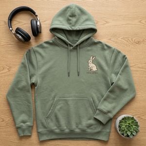 Sudadera con Capucha Personalizada con Gráfico de Conejo Verde Salvia, Sudadera Informal para Hombre, Sudadera con Capucha con Estampado Animal, OEM, ODM, Venta al por Mayor - Product Image 3