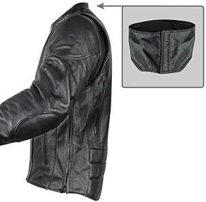 SAMROZ SPORTS Leather Men's <b>Racer</b> Style Collarless Premium Leather Motorcycle Biker Riders <b>Jackets</b> - Product Image 2
