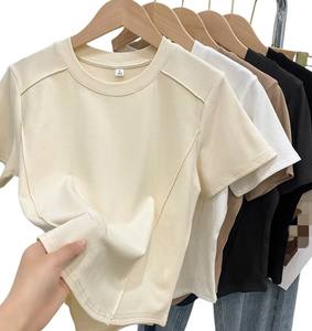 T-shirt décontracté pour femme, coupe ajustée, 100% coton, manches courtes, personnalisé, anti-rides, séchage rapide - Product Image 2