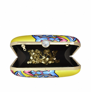 Elegante Bolso de Mano con Estampado Pop Art para Mujer, Marco Metálico, Estuche Rígido, Tela de Satén Premium con Interior de Seda Cruda, Cierre Decorativo - Product Image 2