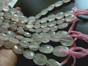 Chaîne de perles ovales facettées en quartz rose naturel, 10 pouces de long - Product Image 5