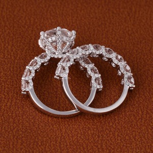 3.50 Carat Round Cut Lab Grown Diamond Engagement Ring Matching Round Diamond half eternity Wedding Band Bridal Ringset - Product Image 4