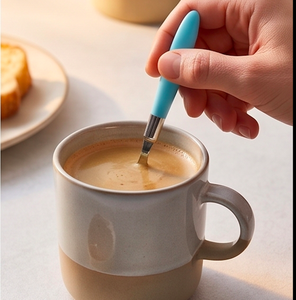 Modern Flatware Set With Turquoise <b>Plastic</b> Handles High <b>Mirror</b> Polish Dishwasher Safe Stainless Steel Cutlery For Dining Use - Product Image 5