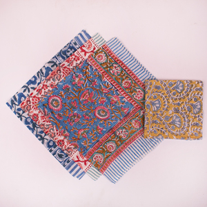 Organic Block Printed Cotton Bandana Multicolor Floral Neck Scarf Unisex Bohemian Style <b>Head</b> <b>Wrap</b> - Product Image 2