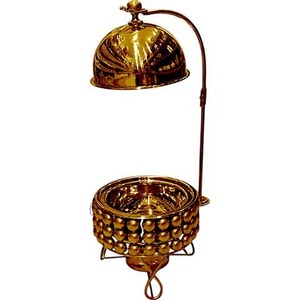 French Metal <b>Buffet</b> with Polished Gold Finish Decorative Handle Insulated Food <b>Warmer</b> Vintage Style Designer Bottom - Product Image 1