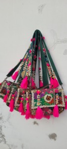 Handmade Vintage Bohemian Banjara <b>Bags</b> Tribal Embroidery Antique Mirror <b>Work</b> Cotton Fabric ZIP Closure-Lady Fashion Shoulder - Product Image 3
