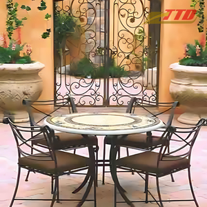 Decorative Wrought Iron <b>Table</b> <b>Set</b> Luxury Outdoor Dining Furniture for Villas Hotels and Garden Landscapes - Product Image 2