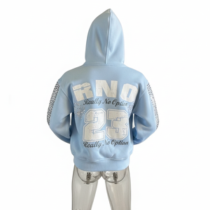 Sweat à capuche graphique personnalisé avec logo sérigraphié, en molleton épais, style streetwear, coupe oversize, avec strass pour homme - Product Image 5