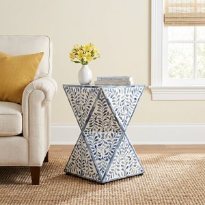 Contemporary Blue Bone Inlay MDF Side Table Handmade Luxury Bedside Wardrobes End Table Home Decor Furniture B2B Supply - Product Image 5