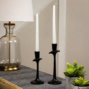 Set of 2 Black Modern Taper Candle Holders Minimalist Metal <b>Table</b> Decor Accent - Product Image 1
