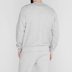 <b>Men's</b> Regular Fit Crewneck <b>Sweatshirt</b> Winter Embroidered 100% Cotton Heather <b>Grey</b> Long Sleeve Casual Pullover - Product Image 4