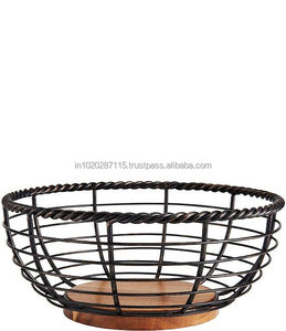 Cesta de fruta de hierro minimalista moderna con diseño geométrico construcción duradera y atractivo visual elegante - Product Image 1