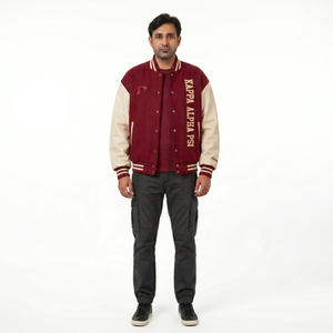 Veste de baseball universitaire personnalisée pour homme, corps en laine Melton, manches en cuir véritable, style universitaire, taille 3XL, fabricant OEM - Product Image 1