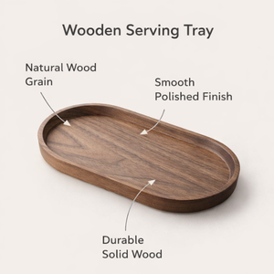 Bandeja de Servir Ovalada de Madera de Lujo Hecha a Mano |   Bandeja de Madera de Primera Calidad para Té, Café, Aperitivos y Decoración de Mesa |   Uso en Hoteles y Servicios de Catering - Product Image 5
