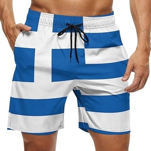 Bañador para hombre con bandera de Grecia, de secado rápido, para verano, playa, con forro de malla, estampado digital por sublimación, cortos cortavientos. - Product Image 3