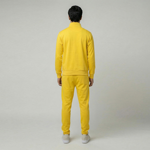 Winter Men's <b>Hooded</b> Plus Size Bright Yellow Full <b>Zip</b> Jacket Jogger Pants Regular Fit Casual Sportswear Custom 100% Cotton - Product Image 3