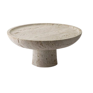 Support à gâteau rond en marbre avec base en bois, couleur beige, écologique, logo personnalisé - Marque TIJARAT pour la décoration de mariage, présentation de desserts - Product Image 2