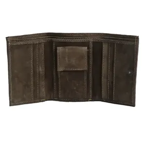 Excellent Quality Leather Purse Trifold Short Mens Wallet Indian Closer Snap Button Custom Genuine Leather <b>Waterproof</b> Wallet <b>set</b> - Product Image 2