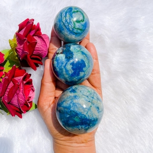 Boule de cristal naturelle Quantum Quattro Sphere en chrysocolle, pierre de guérison, Reiki, méditation, énergie, faite à la main, décoration d'intérieur, vente en gros - Product Image 4