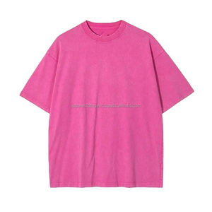 Venta al por mayor High Street Vintage ácido lavado algodón camiseta 100% Jersey hombro caído Unisex cuello redondo serigrafía en blanco - Product Image 2