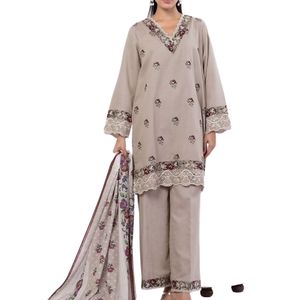 Shalwar Kameez Azul Marino Estampado para Mujer, Tacto de Seda, Transpirable, Resistente a las Arrugas - Product Image 5