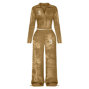 Traje de Pantalón Bordado para Mujer - Cuello Redondo Informal, Color Sólido, Colección Primavera-Otoño, Rayón Cómodo y Elegante, Pantalones para Dama - Product Image 2