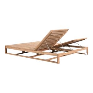 Tumbona Doble Moderna para Exteriores, de Madera de Teca Sólida, con Respaldo Ajustable, para Jardín, Villa, Hotel, Resort, Muebles para el Borde de la Piscina - Product Image 2