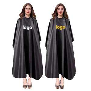 Premium <b>Black</b> Hairdressing Barber Hair Cutting <b>Cape</b> Antistatic Salon Gown with Custom Logo Nylon Four Seasons - Product Image 2
