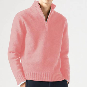 Pull en cachemire pur à 100 % pour homme, col zippé mi-haut, chaud, épais, couleur unie, tricoté, traitement anti-plis, idéal pour l'hiver - Product Image 4