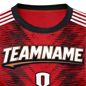 Maillot de football rouge personnalisé pour femmes, manches courtes, respirant, séchage rapide, uniforme d'équipe pour filles avec impression de numéro - Product Image 4