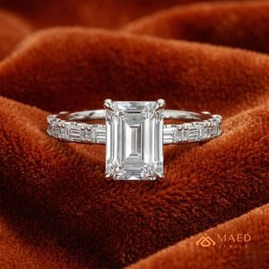 Elegant <b>Emerald</b> Cut Sterling <b>Silver</b> <b>Ring</b> for Women Engagement Wedding Anniversary Party Daily Wear Gift USA - Product Image 3
