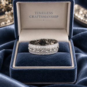 Bague pour homme en or blanc 14 carats avec diamant naturel 0,37 CT SI G-H, design gravé antique |   Fournisseur en gros de bijoux de luxe en Inde - Product Image 4