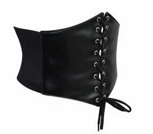 Wholesale ODM Customizable Black Faux Leather Corset Shapers Body Waist <b>Trainer</b> Cincher Women Wide Elastic Tie Waspie Belt Open - Product Image 2