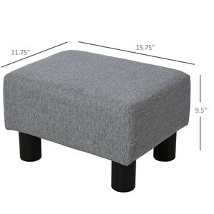 Poggiapiedi 16 \ "in tessuto di lino grigio con Pouf e sgabello con accento Versatile e Pouf - Product Image 3