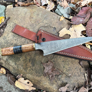 Couteau de Chef de Cuisine en Acier Damas Fait Main de Haute Qualité, Manche Ergonomique en Bois Naturel, Compatible Lave-Vaisselle pour Usage Professionnel et Domestique - Product Image 2