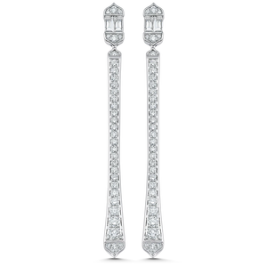 Boucles d'oreilles créoles classiques en or blanc 10 carats avec diamants de laboratoire taille brillant rond certifiés IGI pour femme - Product Image 1